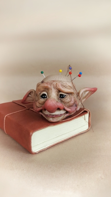 SOLD Troll Head Pincushion