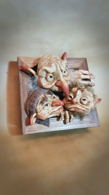 SOLD - OOAK Small 3D Goblin Wall Art Hanging Frame
