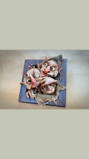 SOLD OOAK Small 3D Goblin Wall Art Hanging Frame