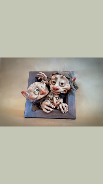 SOLD OOAK Small 3D Goblin Wall Art Hanging Frame