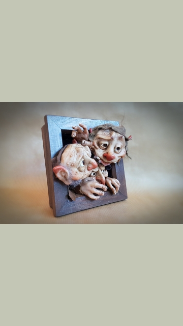 SOLD OOAK Small 3D Goblin Wall Art Hanging Frame