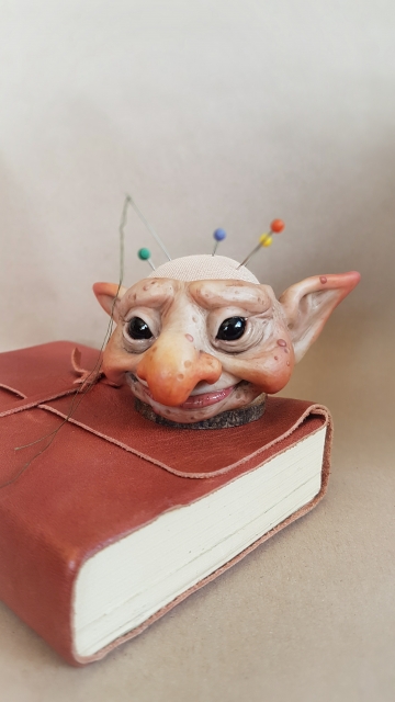 SOLD Troll Head Pincushion