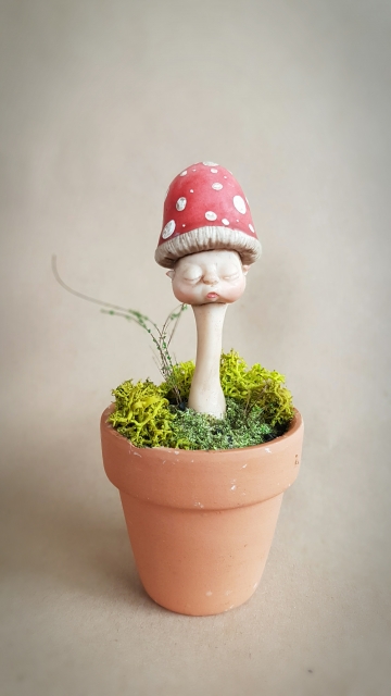 SOLD Potted Mushroom Fae Baby