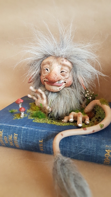 SOLD Cosclay Sculpted 'Troll Book' - OOAK Book Sculpture